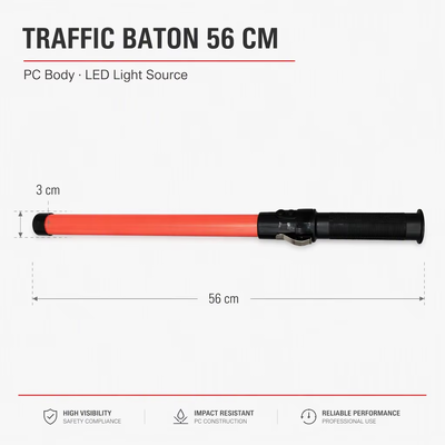 quality Tongkat Lalu Lintas LED Bertenaga Baterai 56cm Tongkat Kontrol Lalu Lintas Genggam Tongkat Sinyal Peringatan Keselamatan untuk Komando Jalan Mongolia factory
