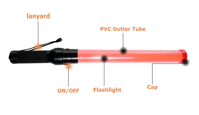 LED Plastic Emergency Flashing Traffic Safety Baton Untuk Railway Road Control 8